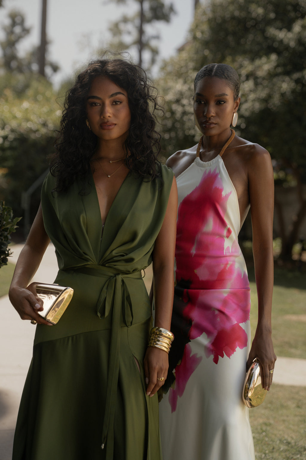 Olive Amalia Satin Maxi Dress