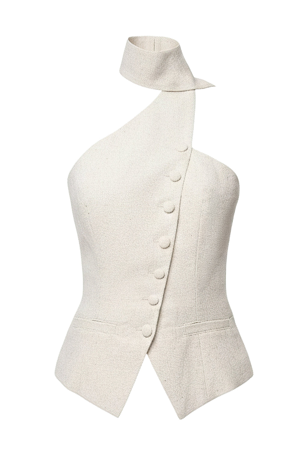 Oatmeal Asymmetric Scarf Top