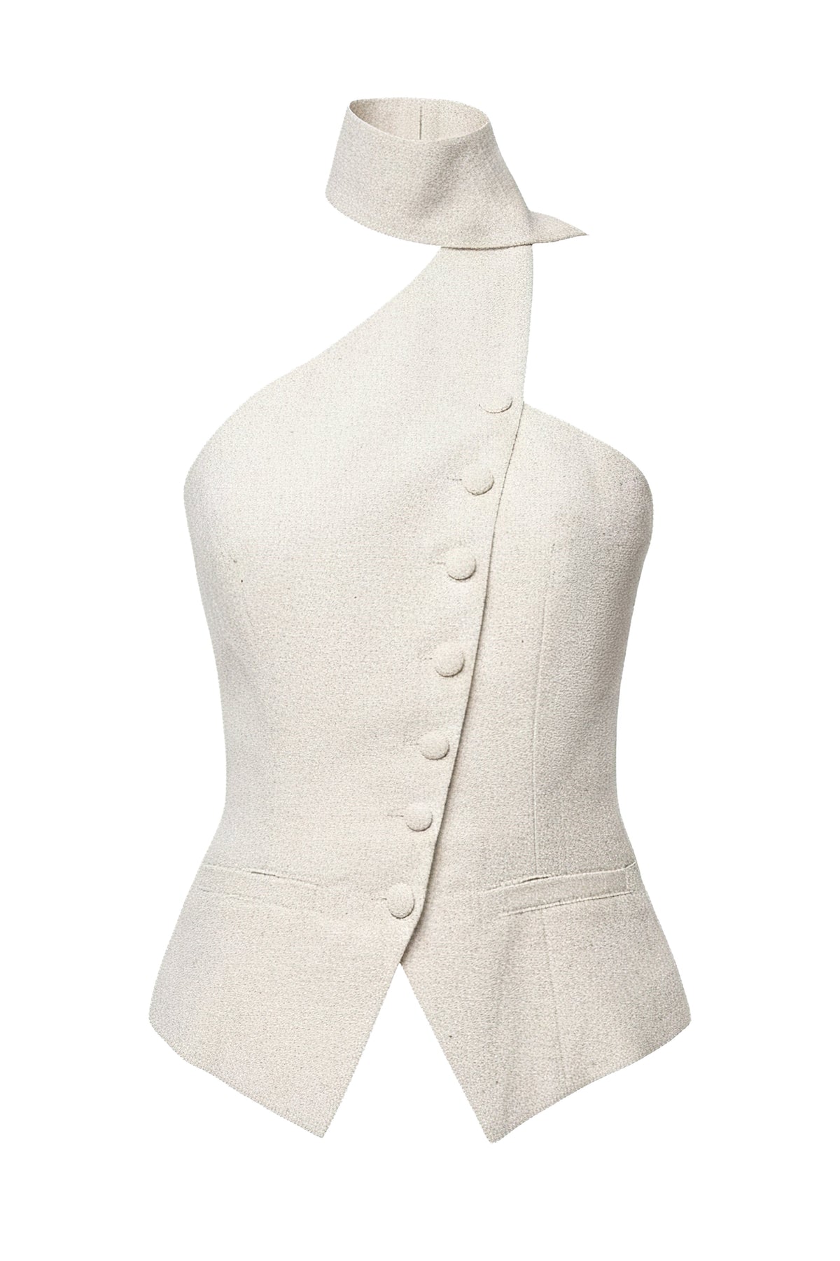 Oatmeal Asymmetric Scarf Top