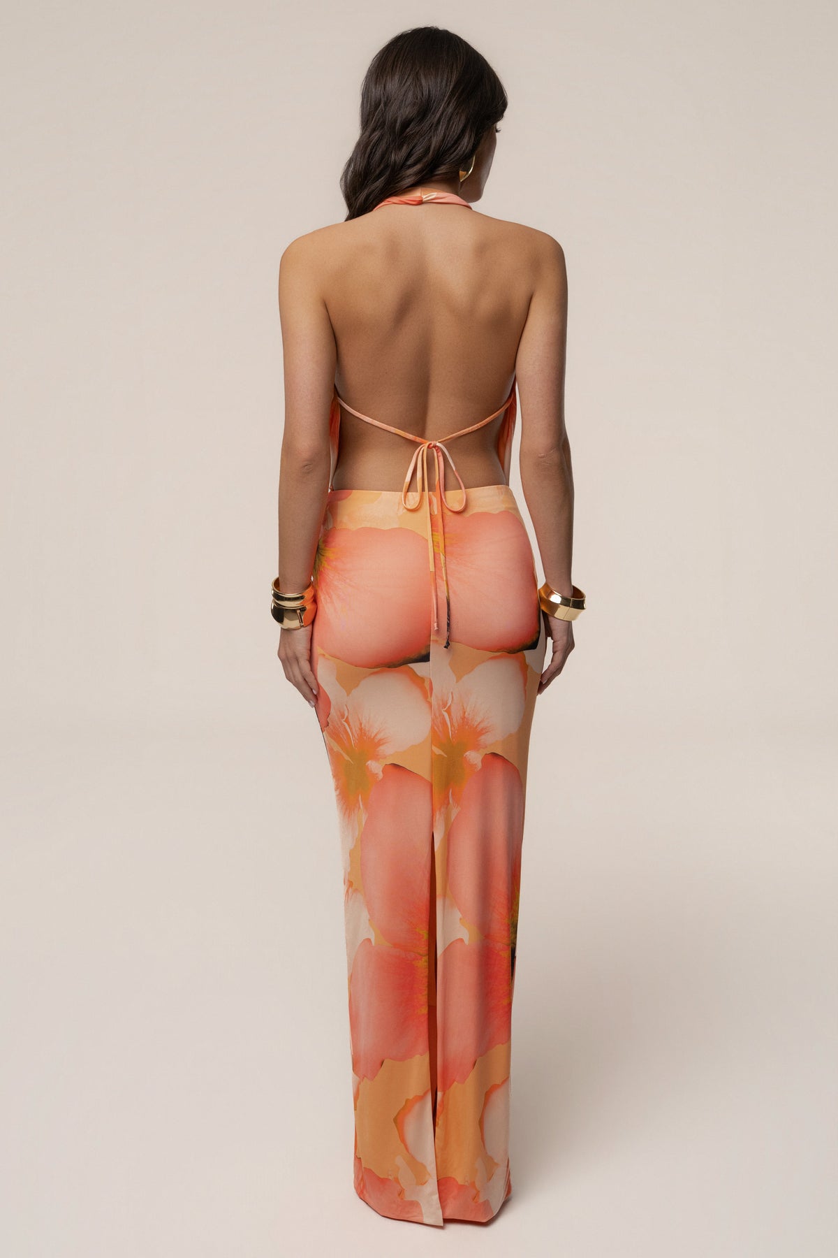 Orange  Dawn Draped Maxi Dress