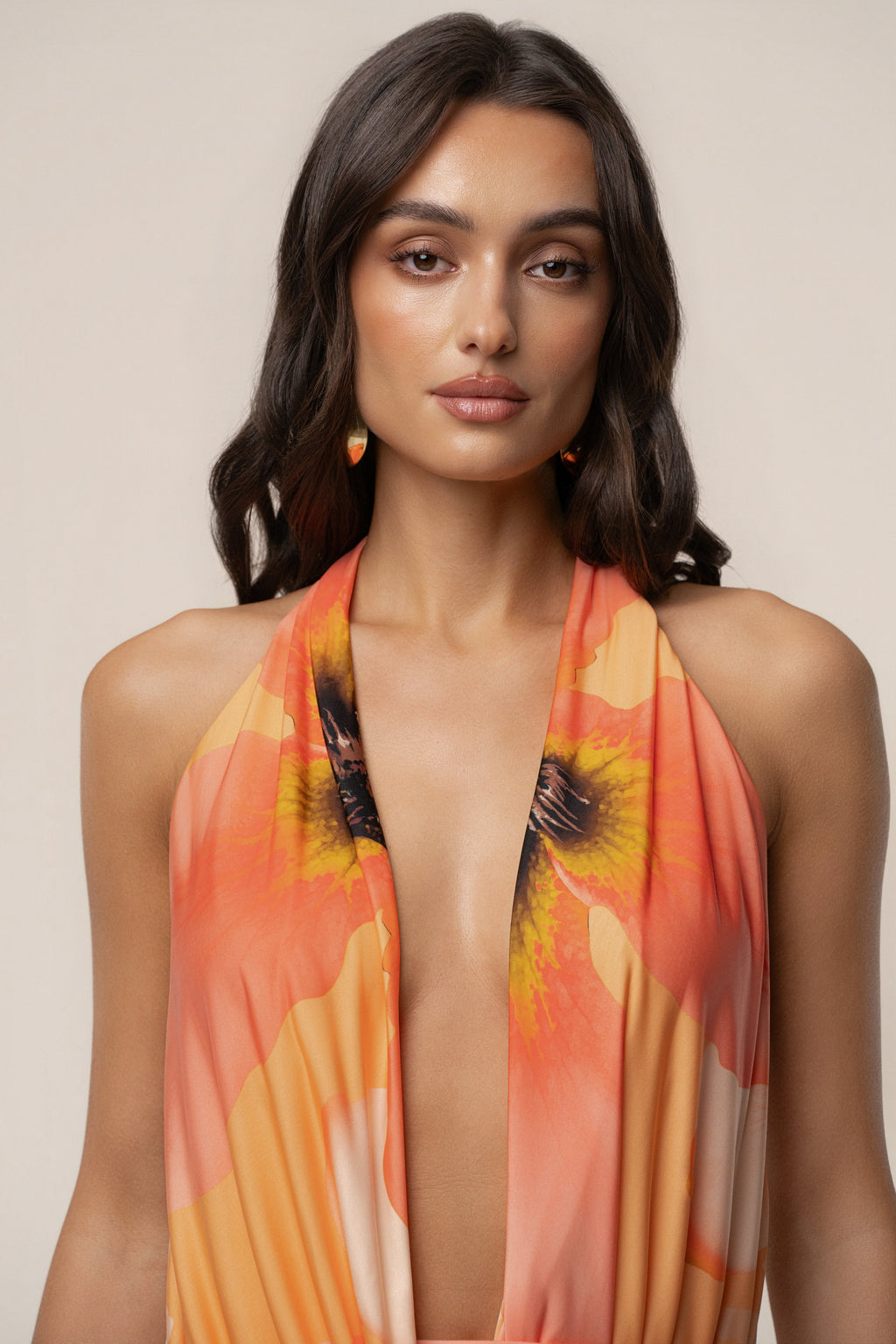 Orange  Dawn Draped Maxi Dress