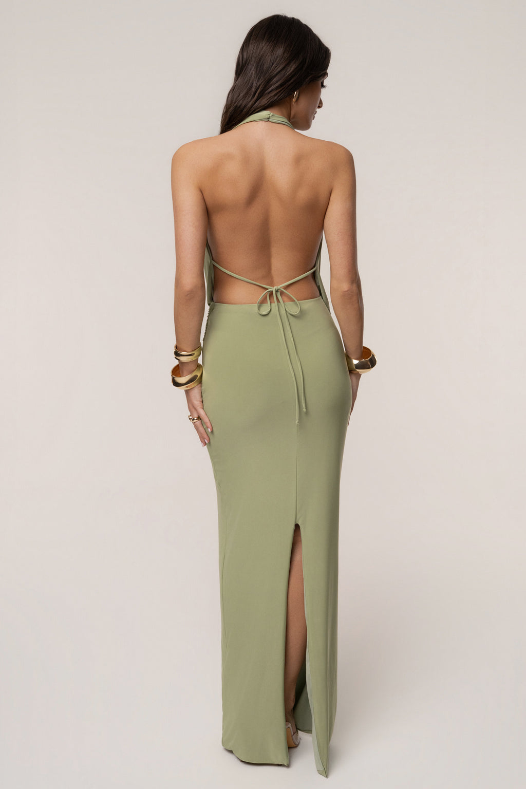 Sage Dawn Draped Maxi Dress