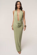 Sage Dawn Draped Maxi Dress