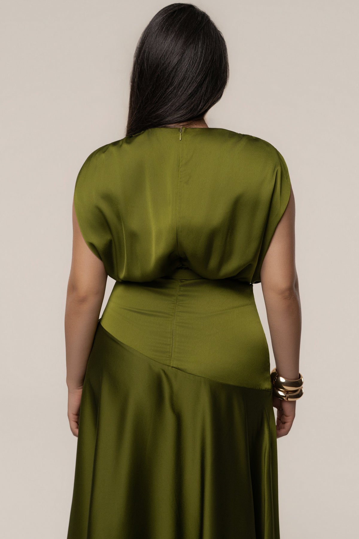 Olive Amalia Satin Maxi Dress