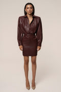 Burgundy Milano PU Leather Skirt
