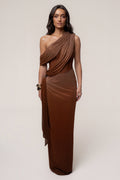 Gold Celestina Draped Maxi Dress