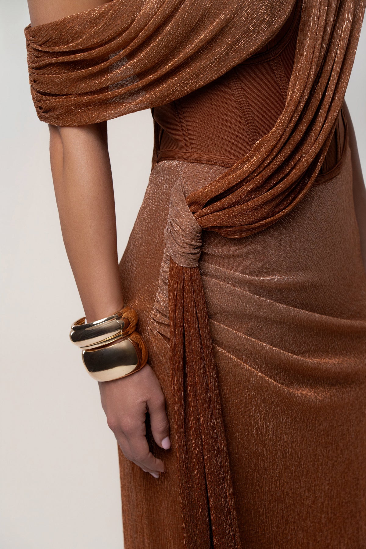 Gold Celestina Draped Maxi Dress