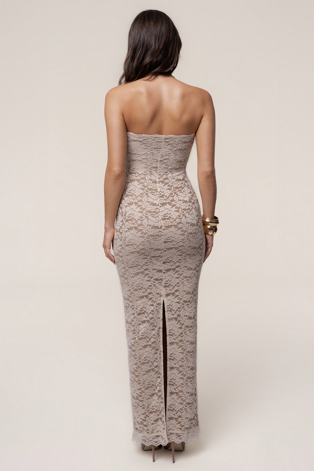 Cream Midnight Promise Lace Maxi Dress