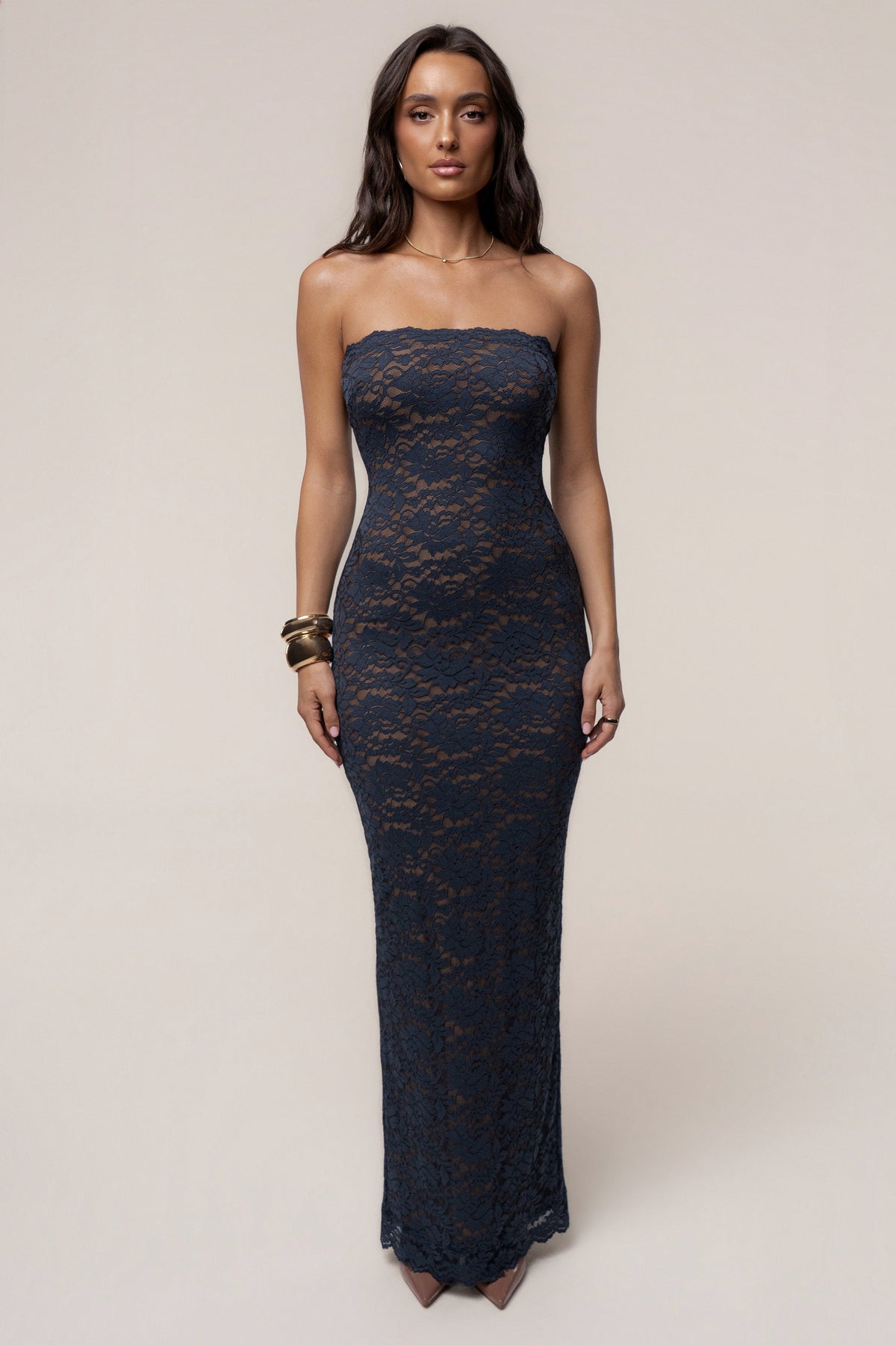 Navy Midnight Promise Lace Maxi Dress