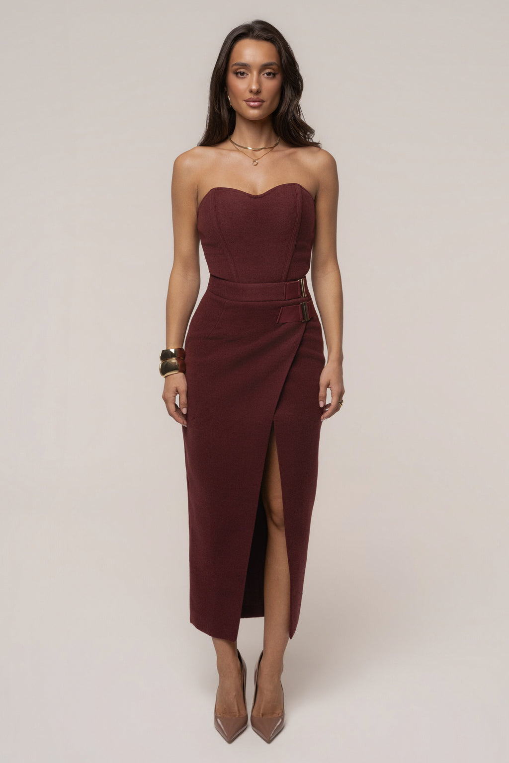 Burgundy Gisele Slit Skirt