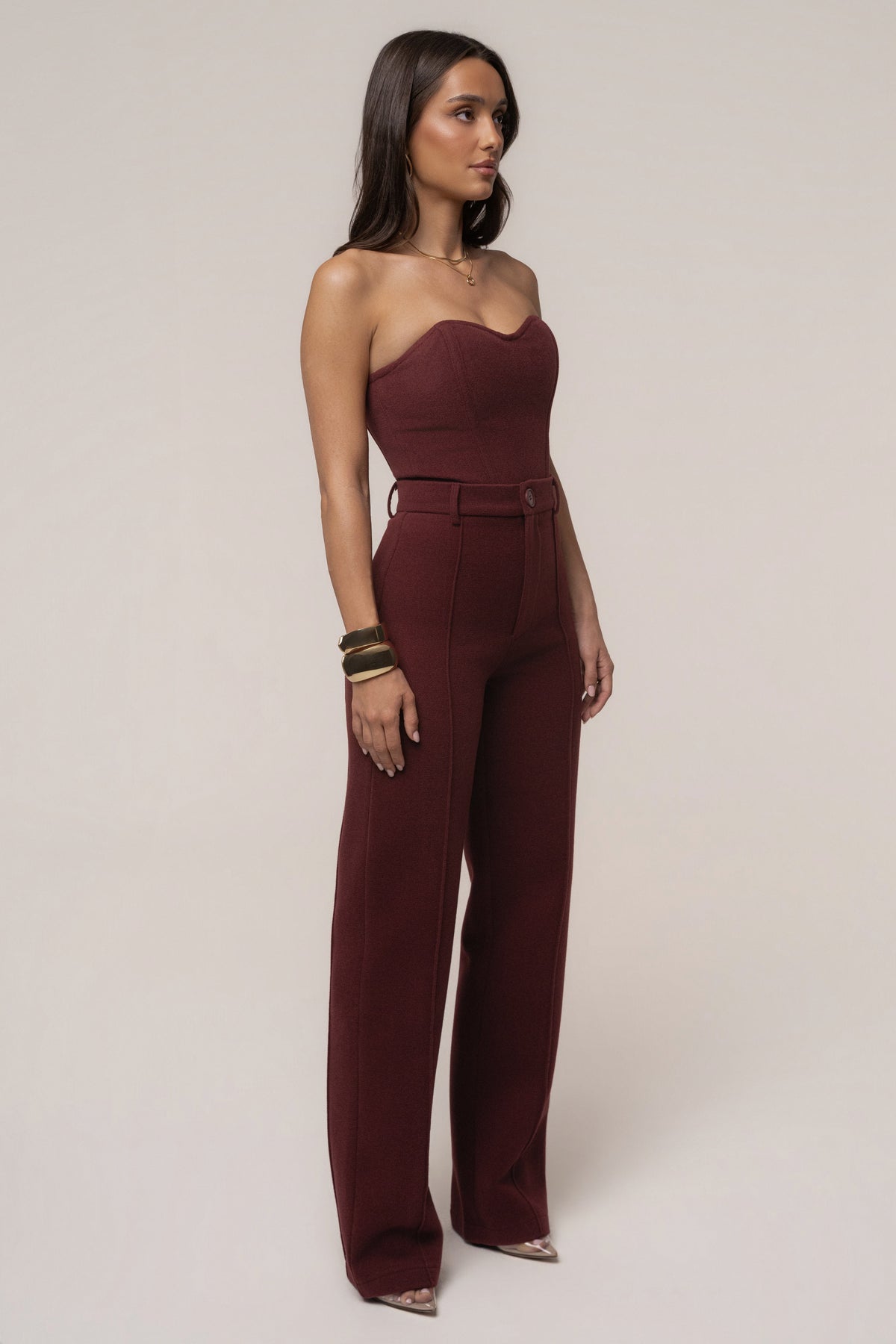 Burgundy All You Need Woven Corset