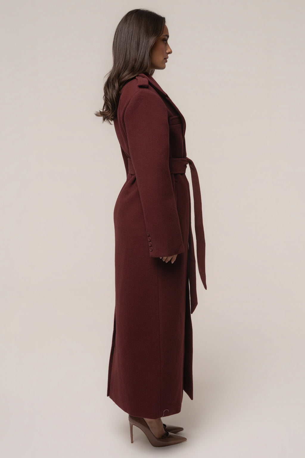 Burgundy Savannah Belted Coat