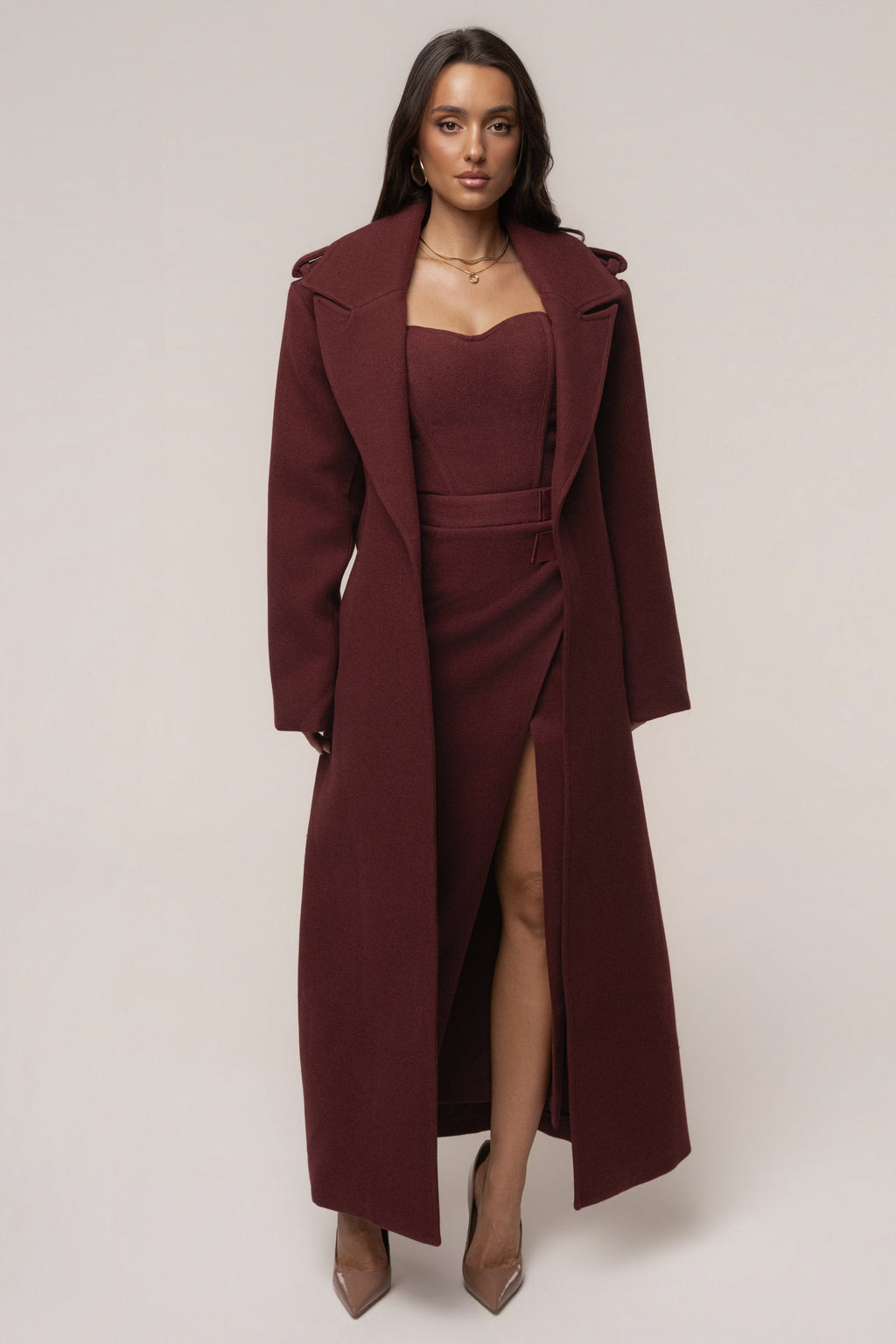 Burgundy Gisele Slit Skirt