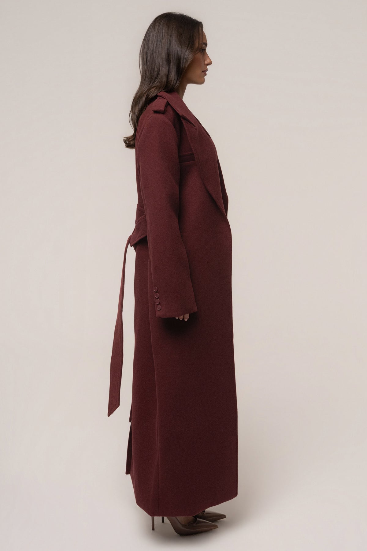Burgundy Savannah Belted Coat