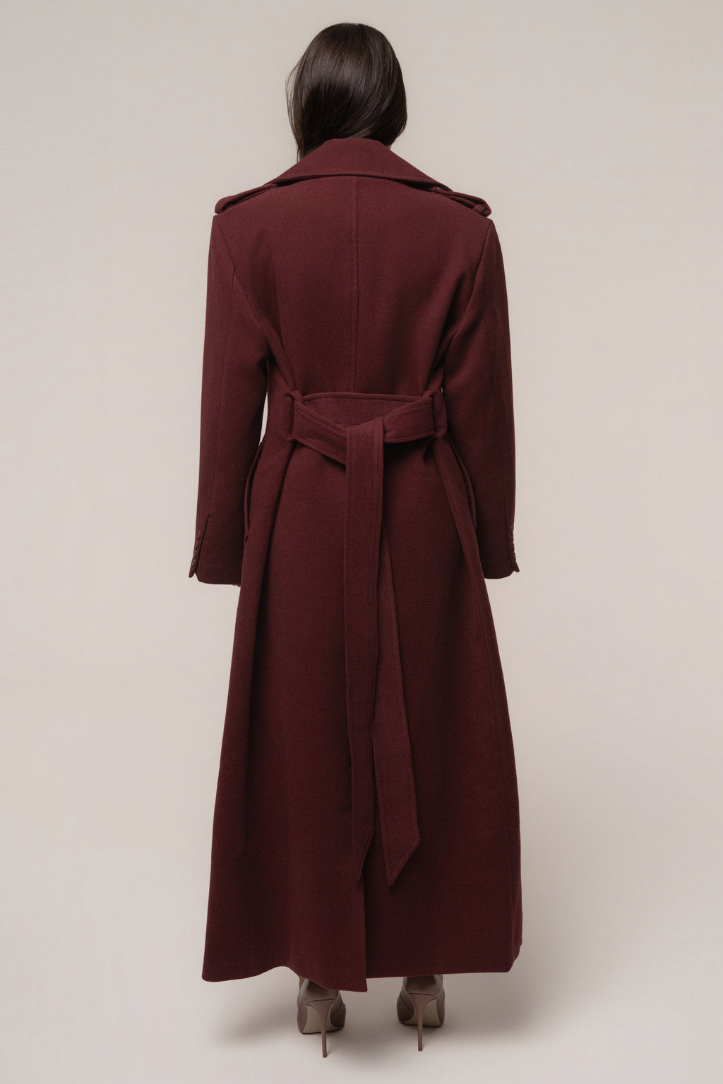 Burgundy Savannah Belted Coat
