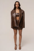 Brown Olivia PU Leather Jacket