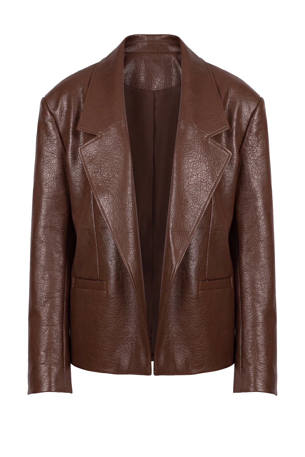 Brown Olivia PU Leather Jacket