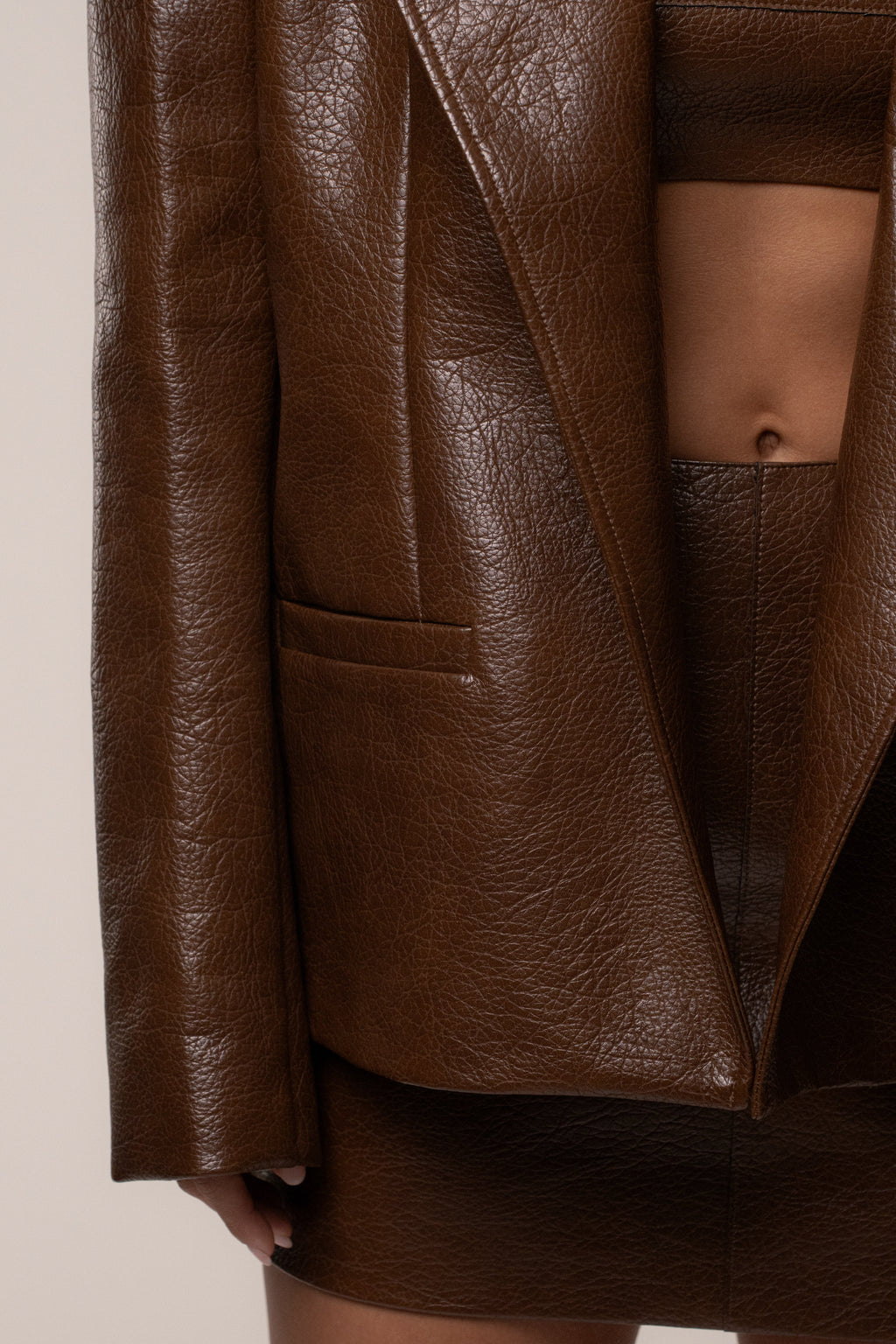 Brown Olivia PU Leather Jacket