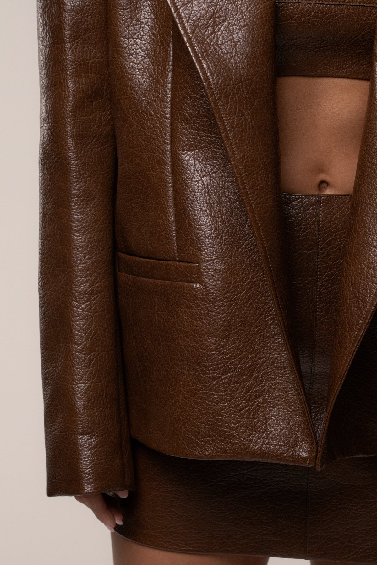 Brown Olivia PU Leather Jacket