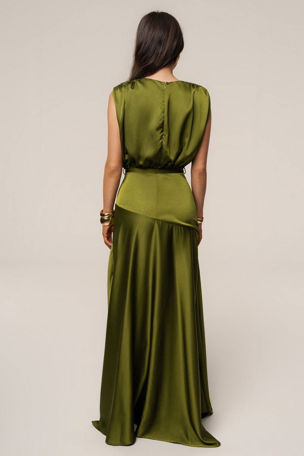 Olive Amalia Satin Maxi Dress