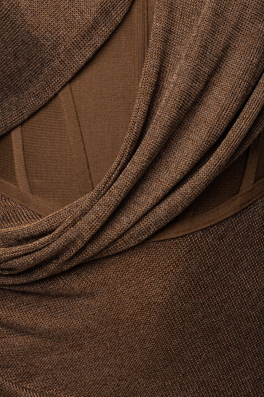 Bronze Metallic Celestina Draped Maxi Dress