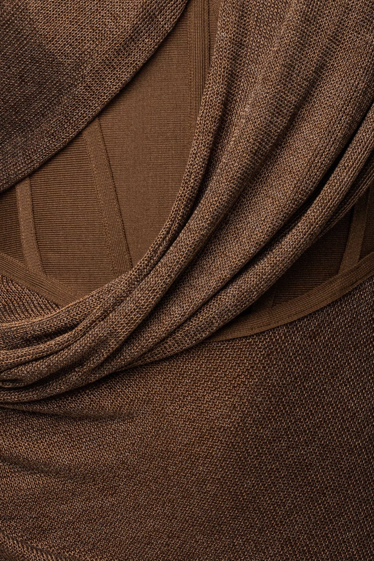 Bronze Metallic Celestina Draped Maxi Dress