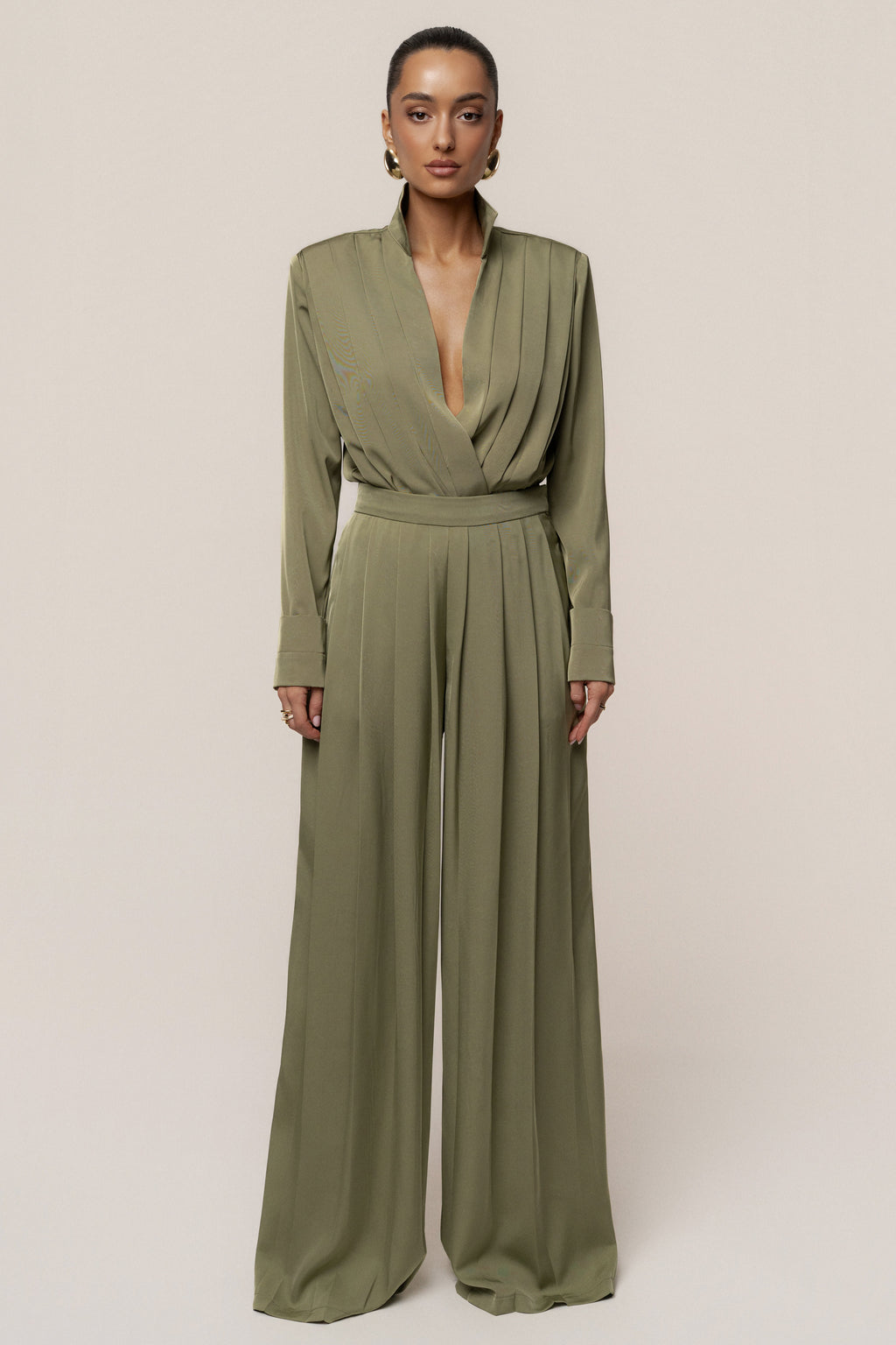 Olive Visionary Pleated Bodysuit