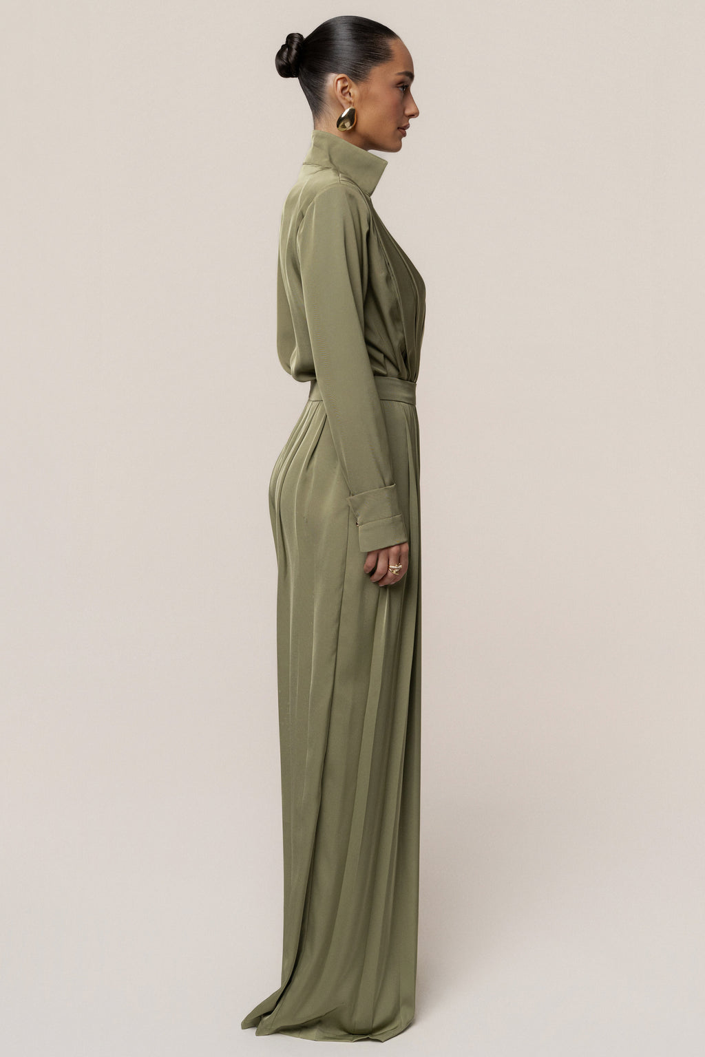 Olive Visionary Pleated Bodysuit