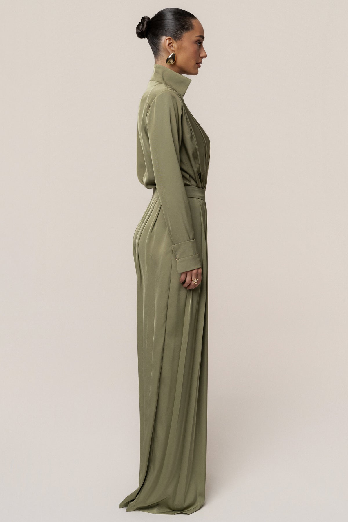 Olive Visionary Pleated Bodysuit