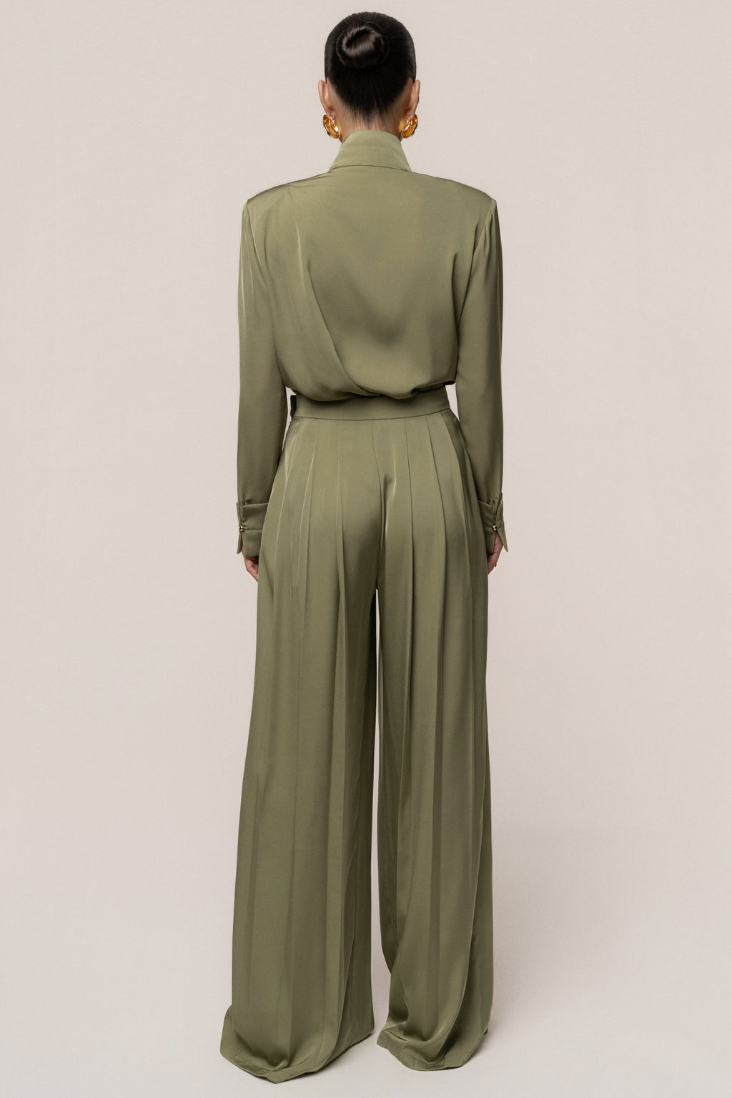 Olive Visionary Pleated Bodysuit