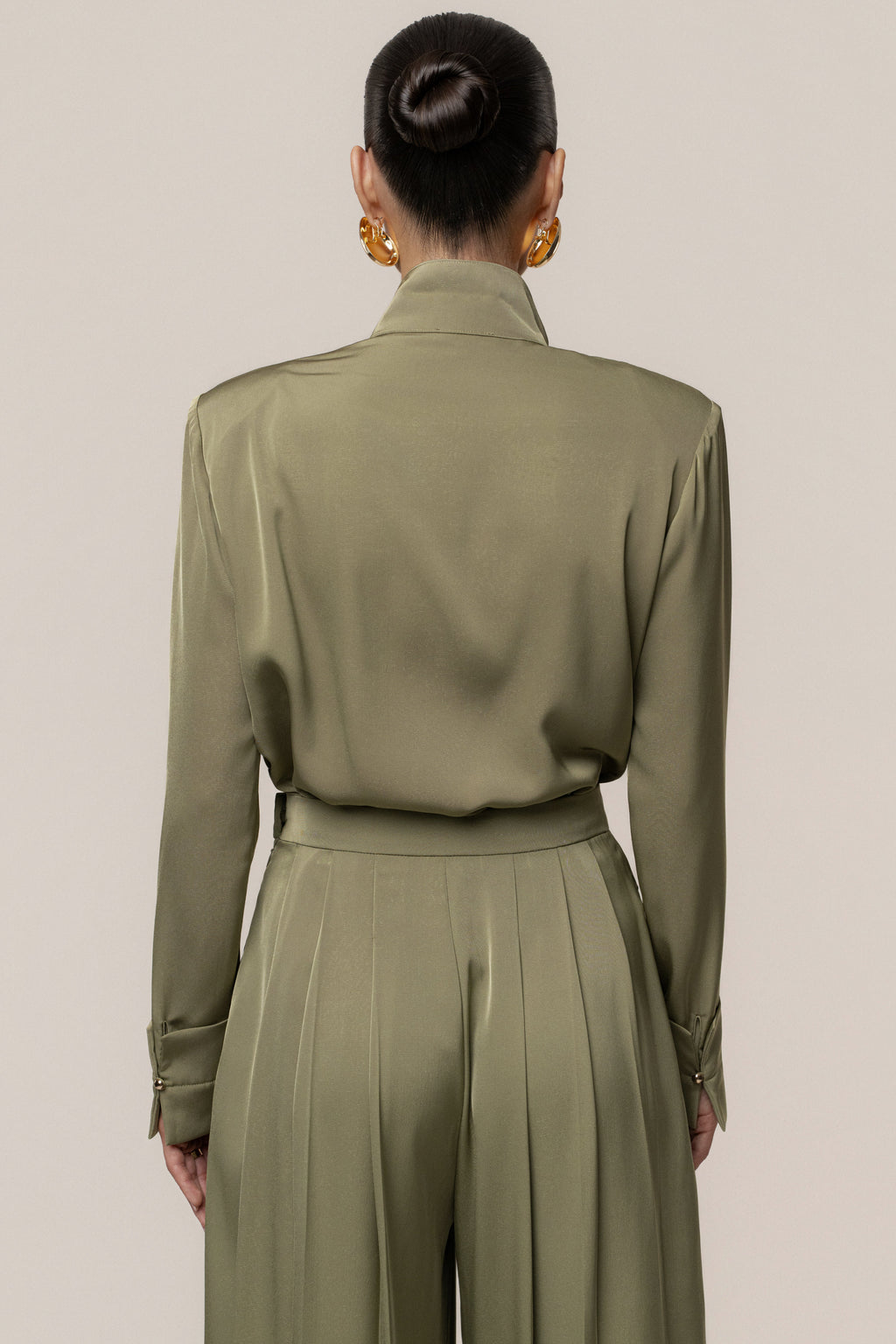 Olive Visionary Pleated Bodysuit