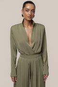 Olive Visionary Pleated Bodysuit
