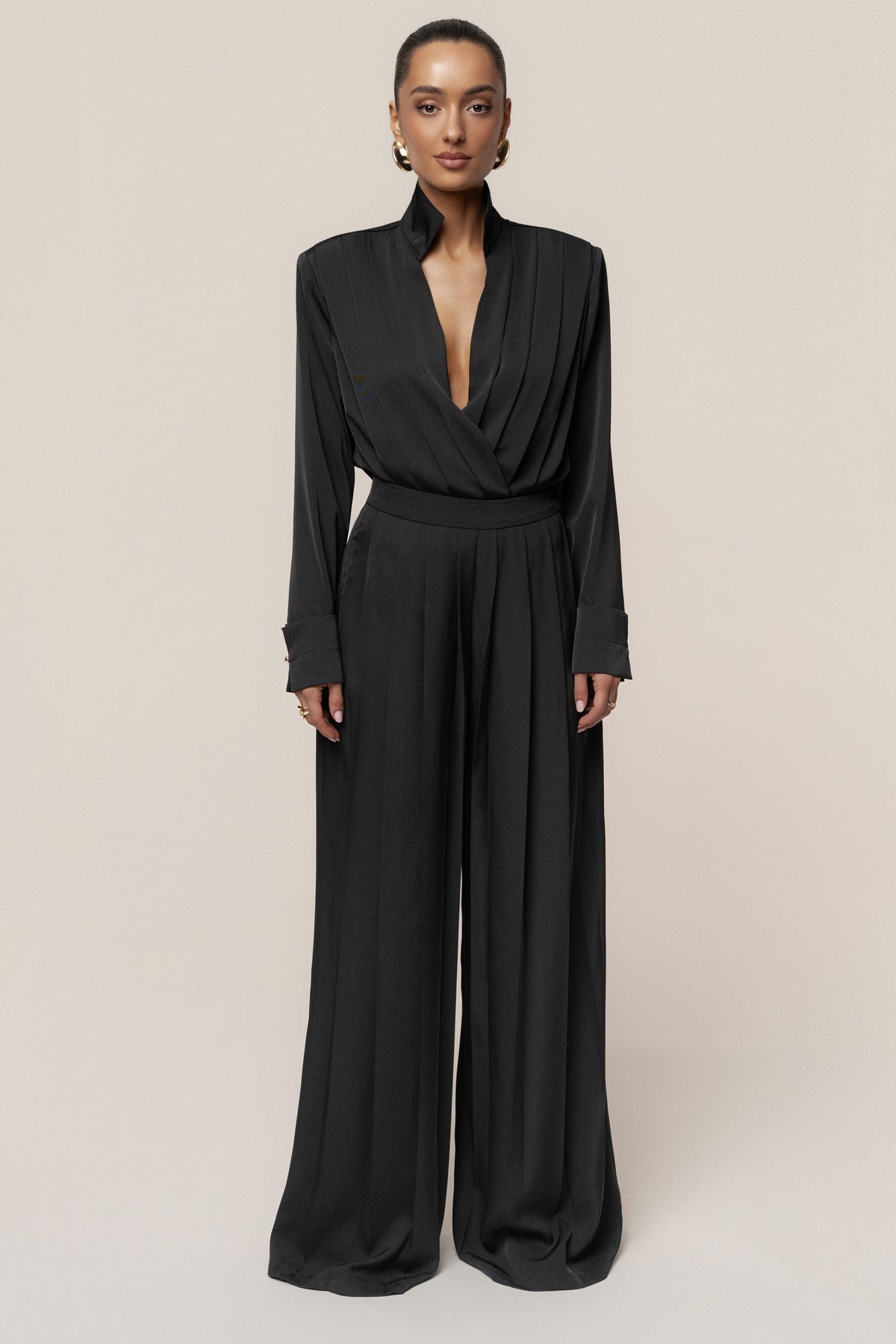 Black Visionary Pleated Bodysuit