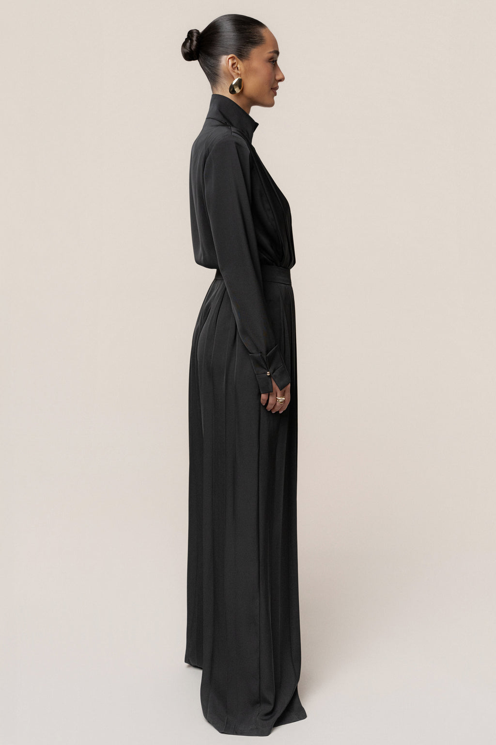 Black Visionary Pleated Bodysuit