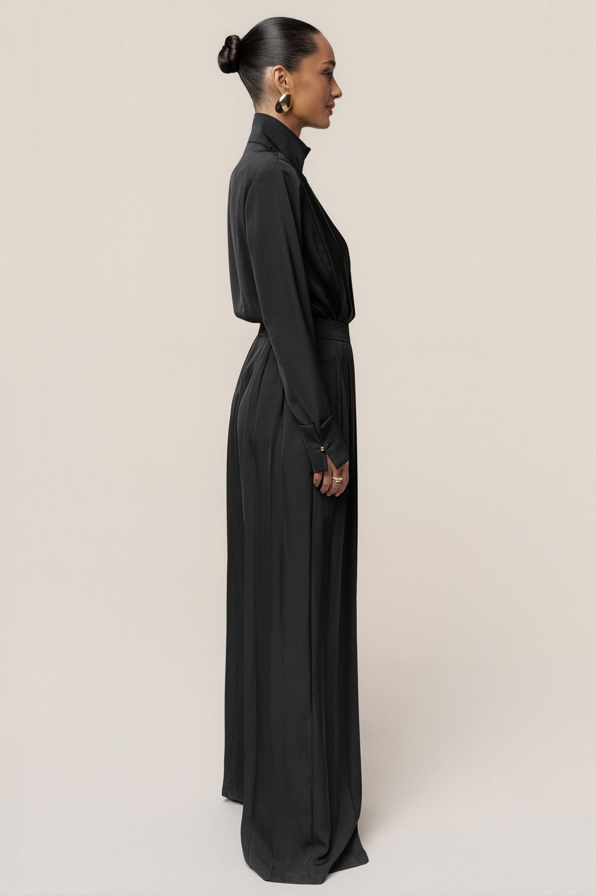 Black Visionary Pleated Bodysuit