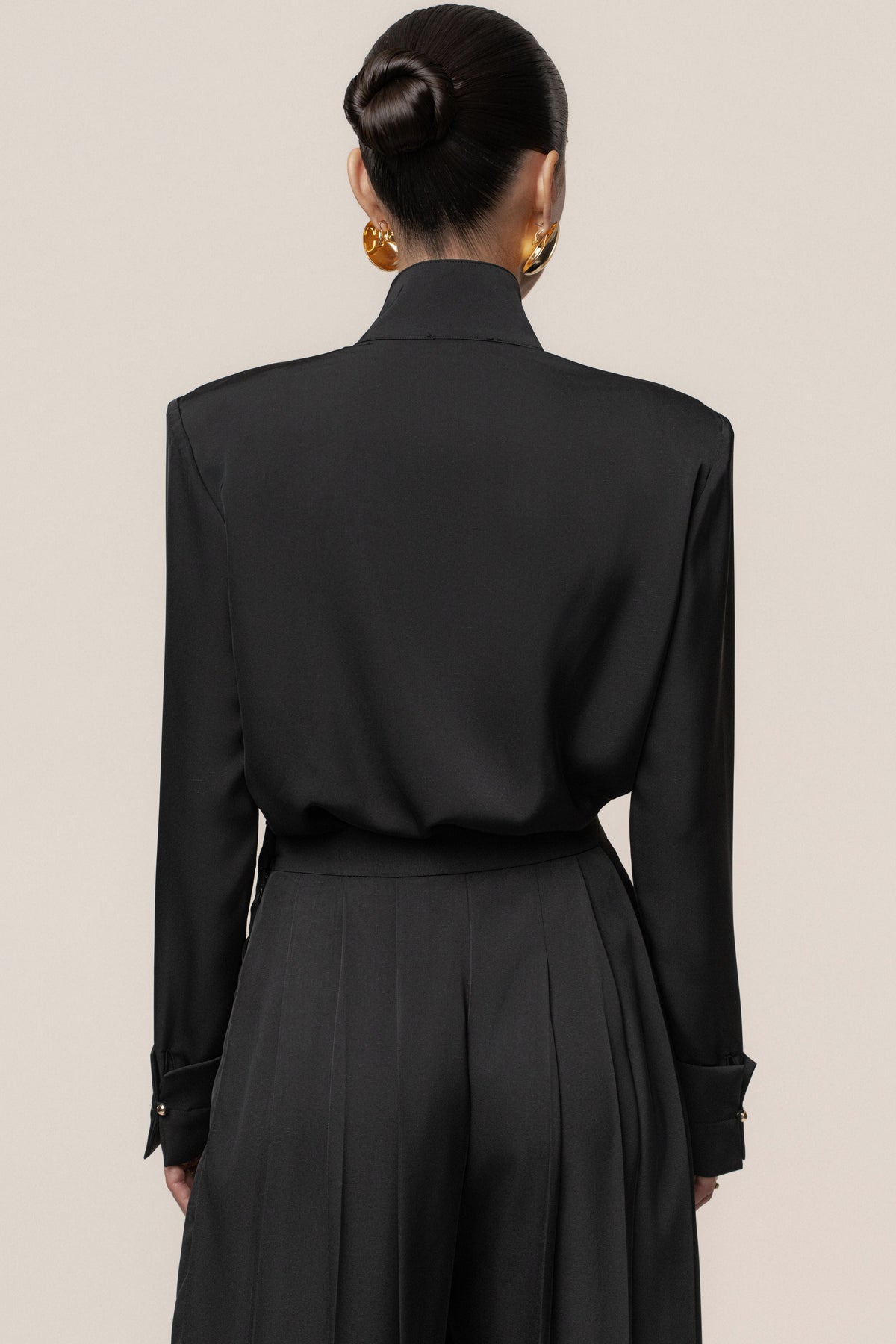 Black Visionary Pleated Bodysuit
