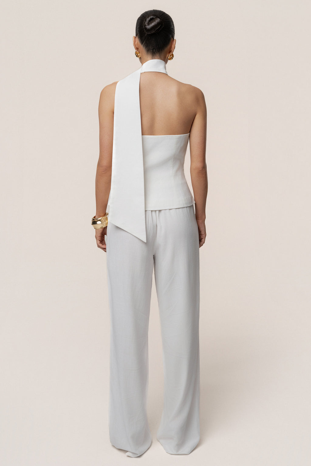 Ivory Asymmetric Scarf Top