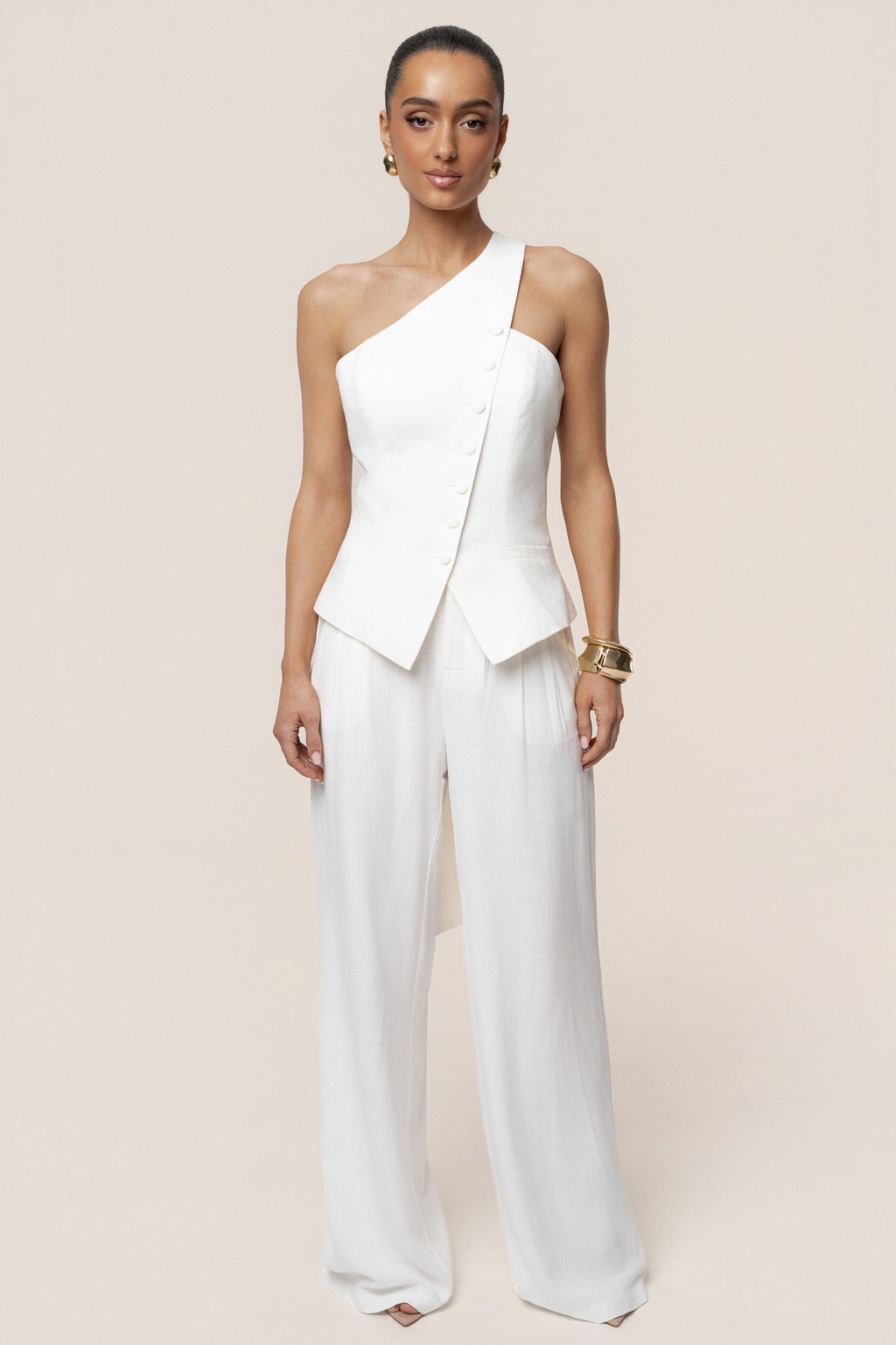 Ivory Asymmetric Scarf Top