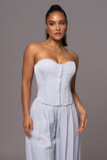 Blue Viv Satin Bustier Top