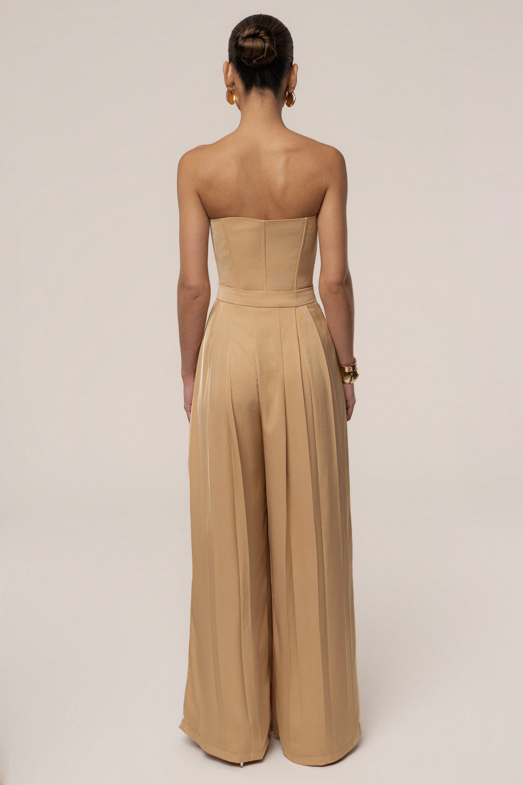 Beige Viv Satin Bustier Top