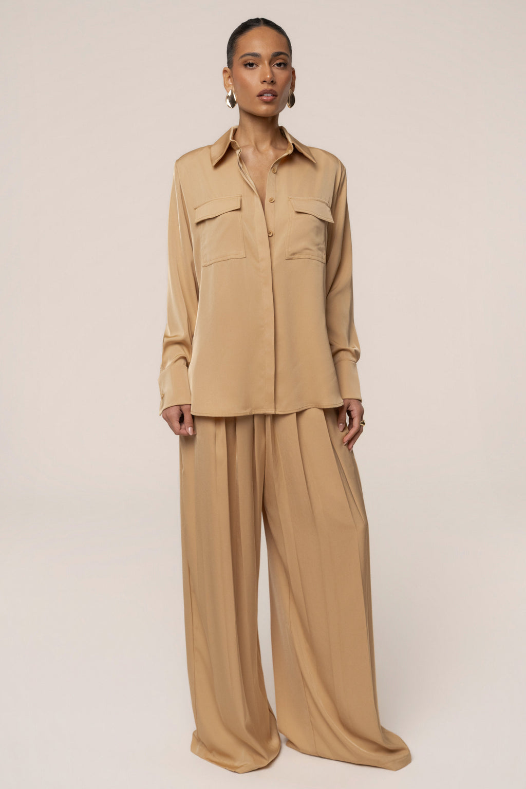 Beige Misty Button Up