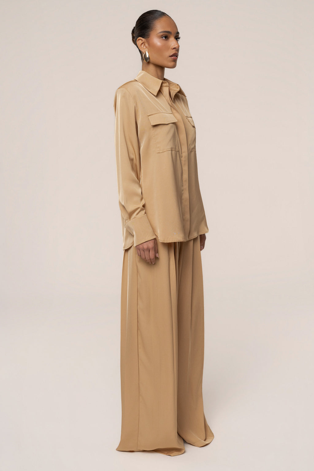 Beige Misty Button Up