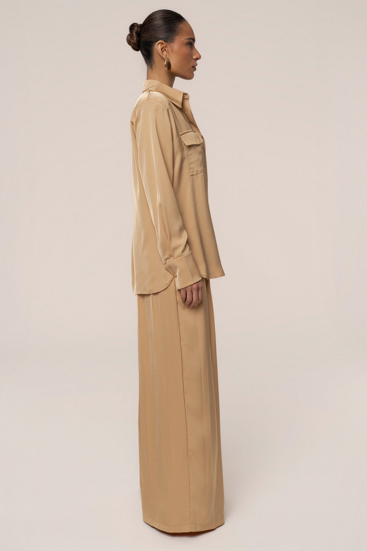 Beige Misty Button Up