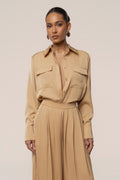 Beige Misty Button Up