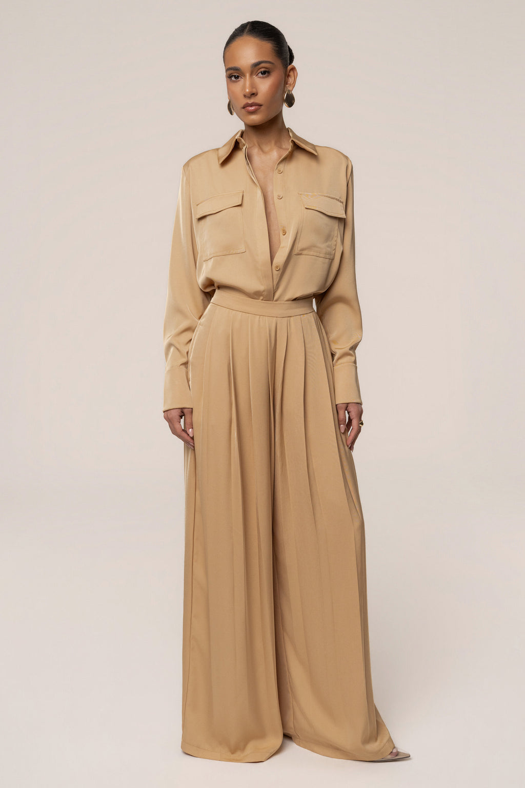 Beige Misty Button Up