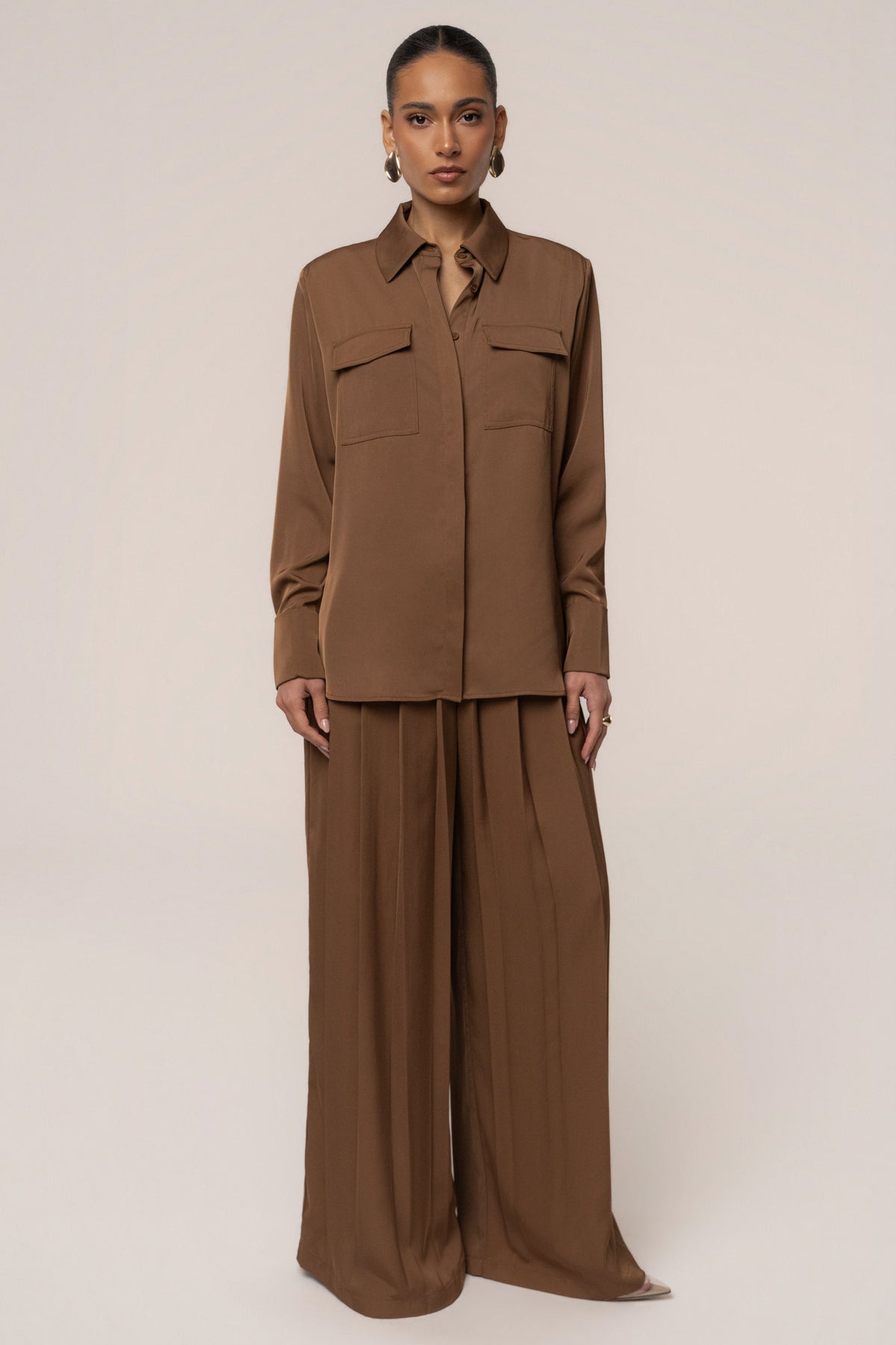 Brown Misty Button Up