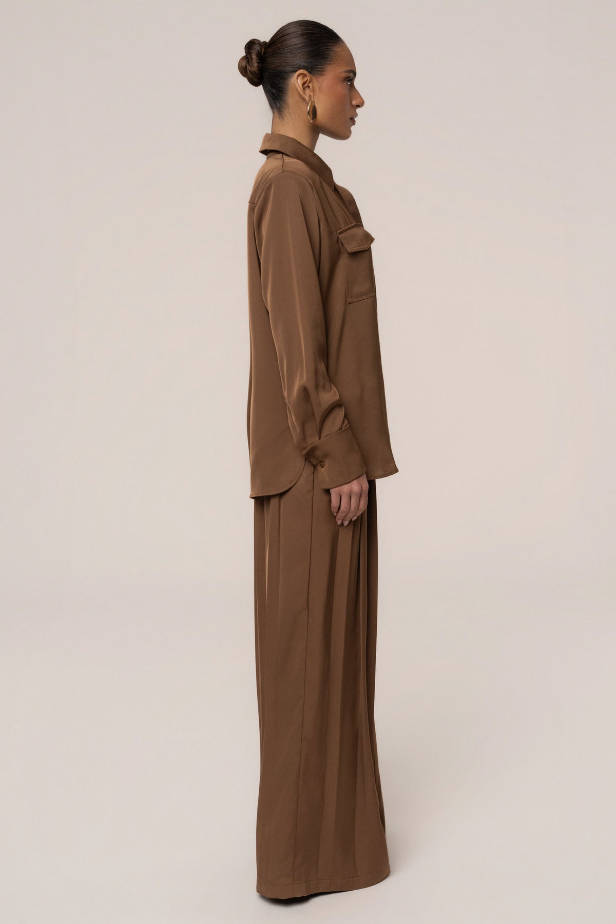 Brown Misty Button Up