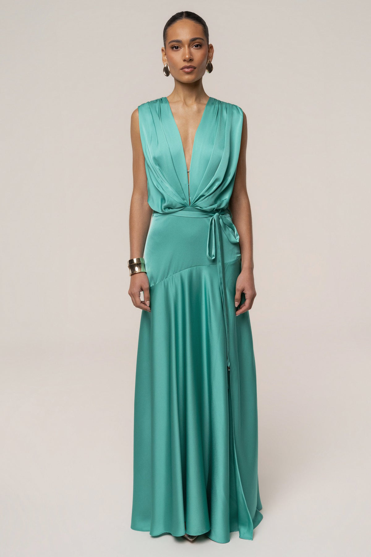 Aqua Amalia Satin Maxi Dress