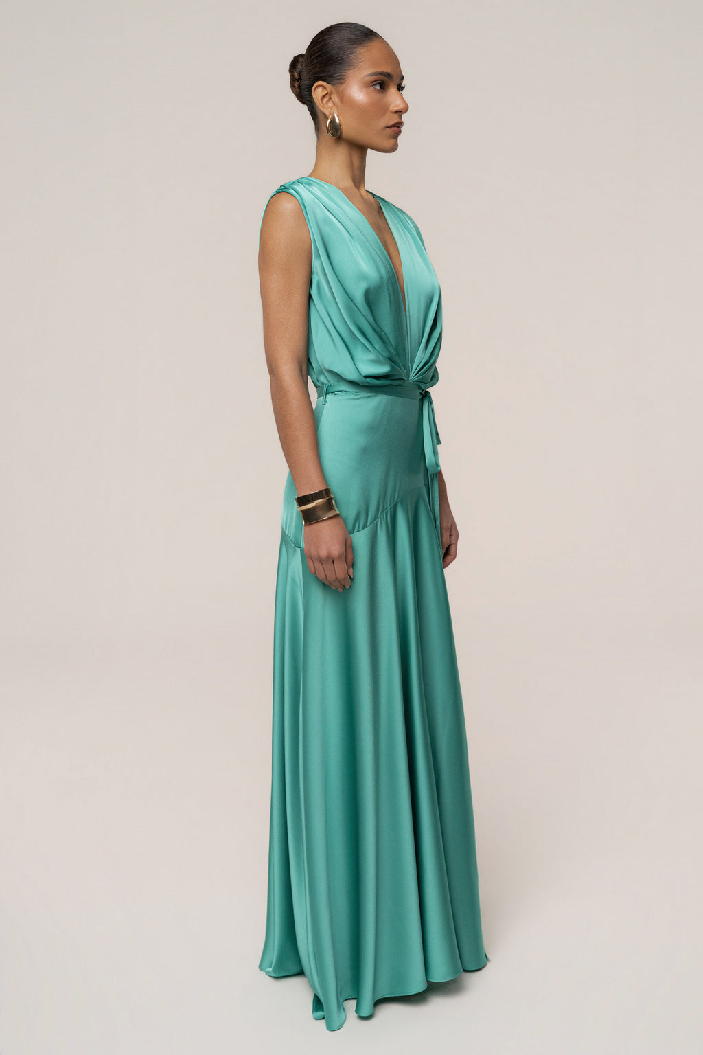 Aqua Amalia Satin Maxi Dress