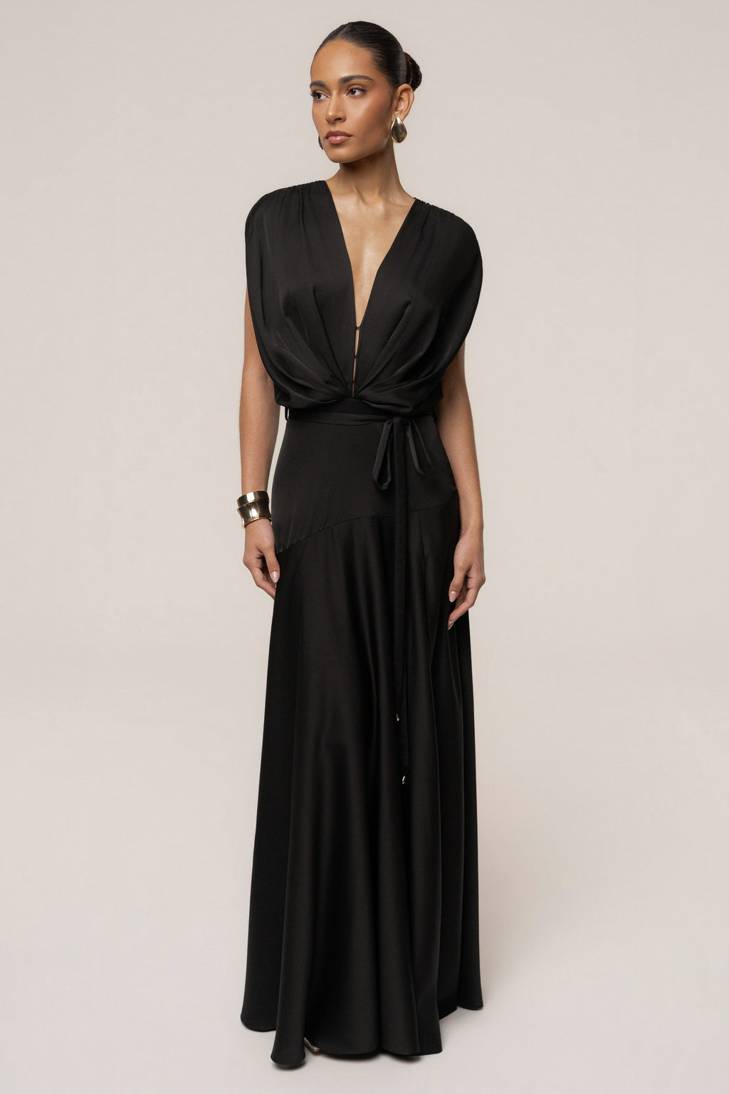 Black Amalia Satin Maxi Dress